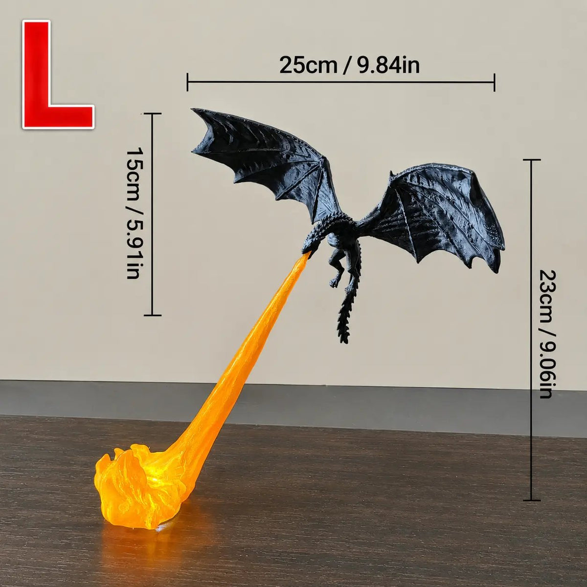 Large Red Flame - Dimensions