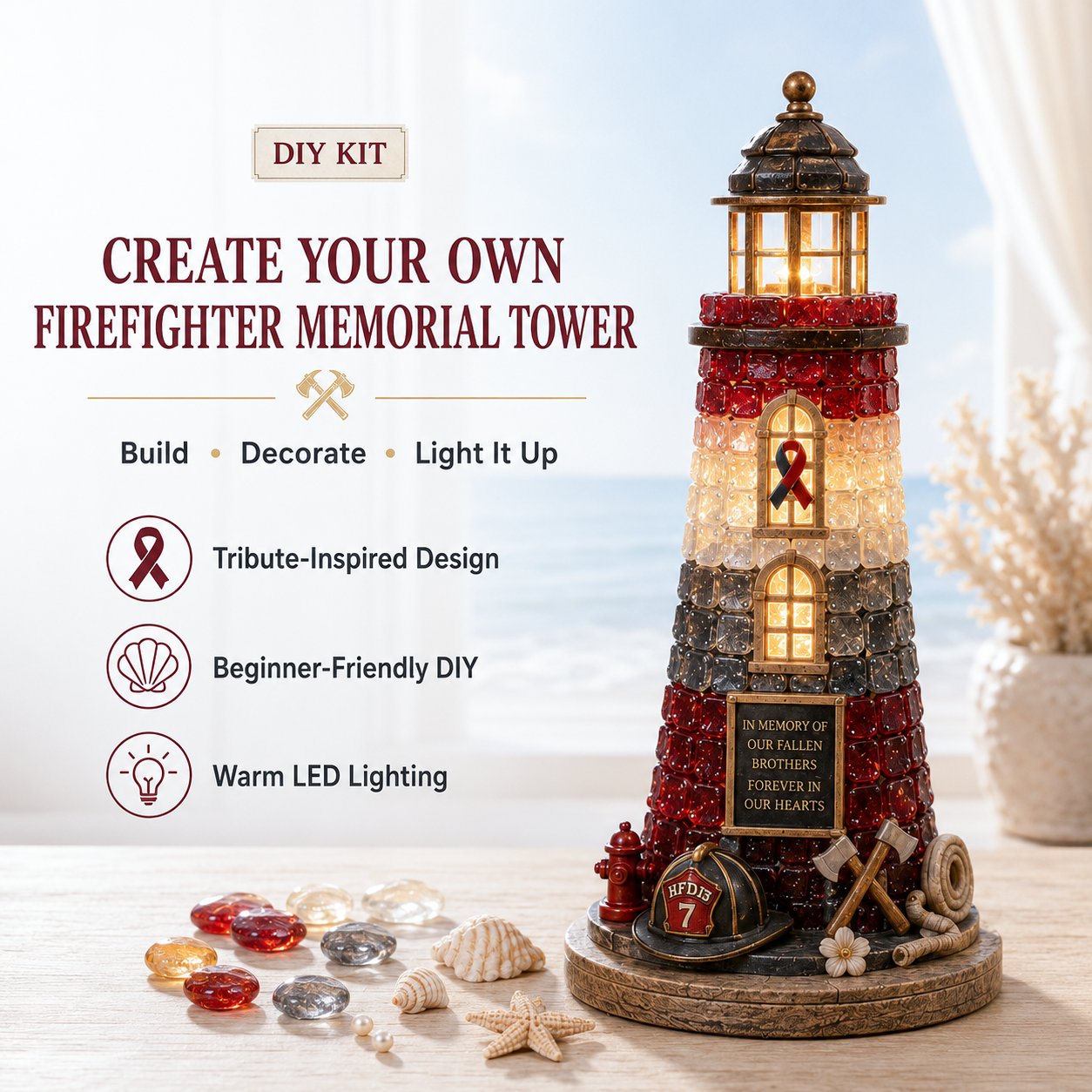 ⏳ Last Day 42% OFF – 🚒 Beginner-Friendly Vintage Firehouse Mosaic Light DIY Kit Collection | Complete Kit with Mosaic Pieces, LED Lights & Step-by-Step Guide Included 💕