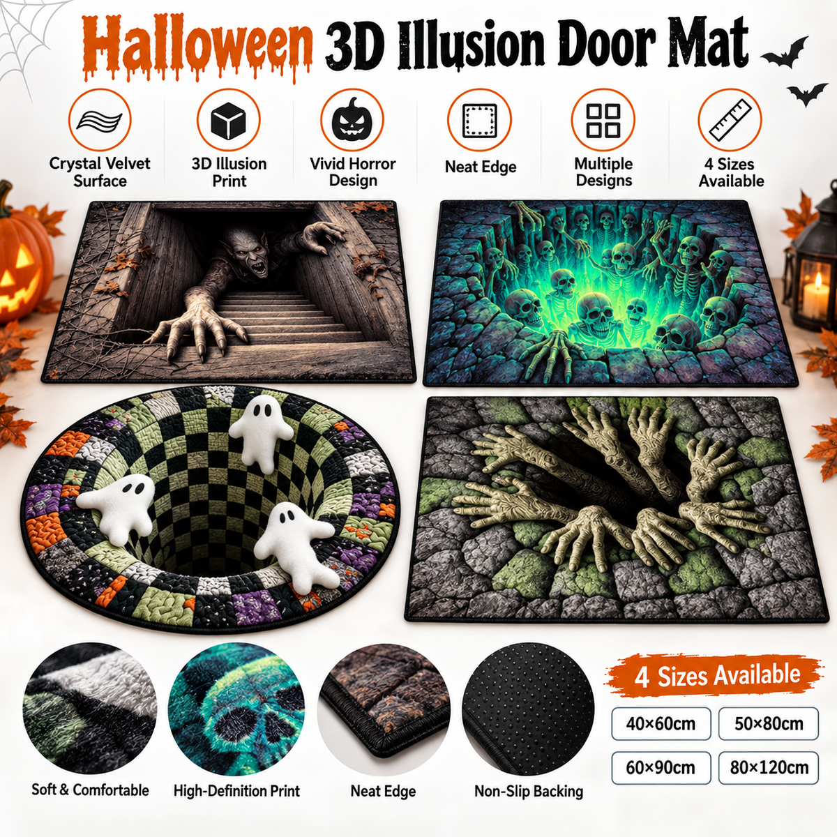 🎃 Limited time 50% off – Halloween 3d illusion horror door mat