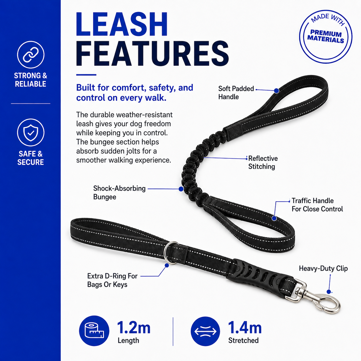 No-Pull Dog Harness & Leash Set – Breathable Adjustable Harness with 120 cm Leash