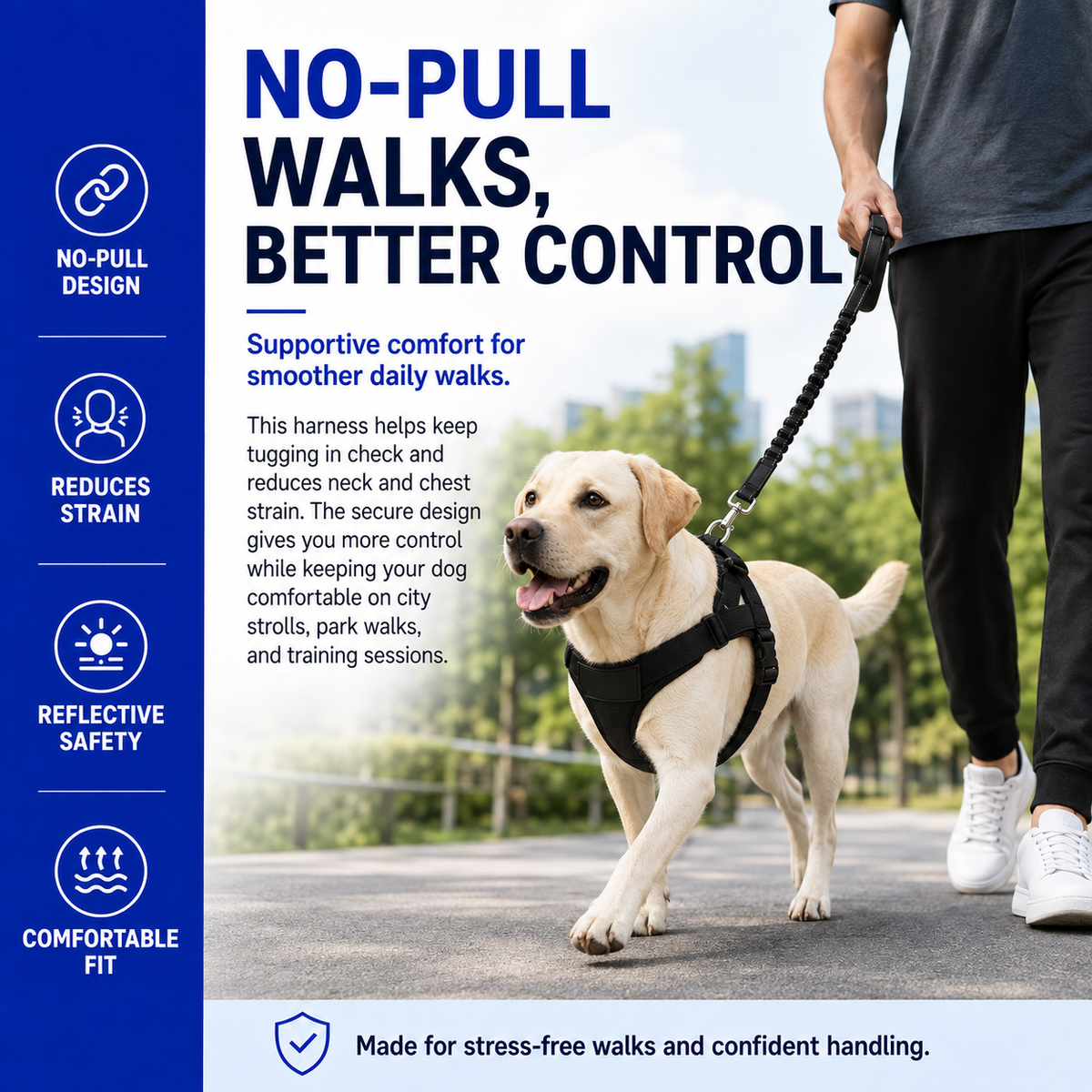No-Pull Dog Harness & Leash Set – Breathable Adjustable Harness with 120 cm Leash