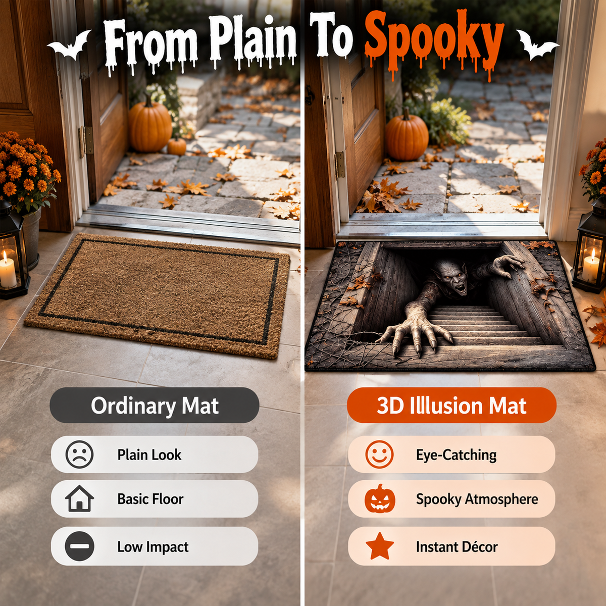 🎃 Limited time 50% off – Halloween 3d illusion horror door mat