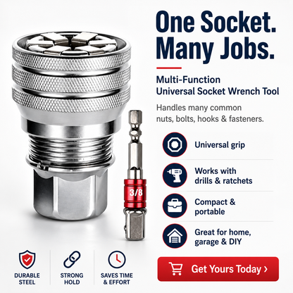 Universal Socket Wrench Tool with 3/8-inch Drill Adapter