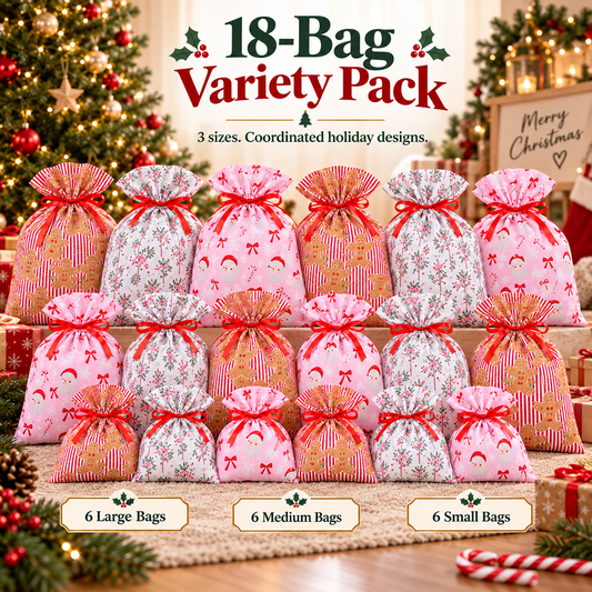 🎄Christmas Sale 49% OFF🎄18 Bags Christmas Gift Bag Variety Pack – Various Sizes & Styles