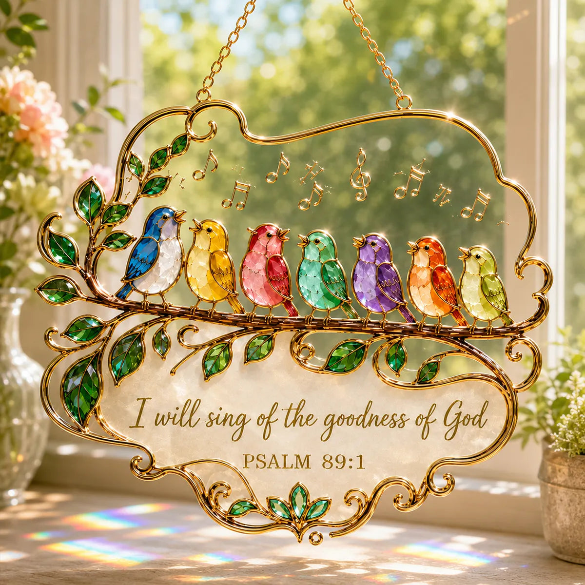 🔥Final Inventory 60% OFF🔥 Psalm 89:1 Songbird Window Hanging Suncatcher