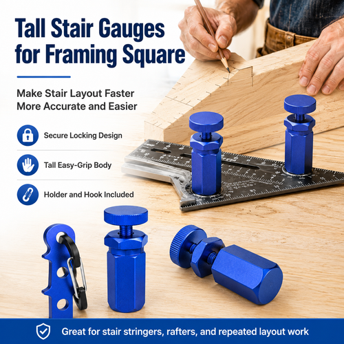 Tall Stair Gauges for Framing Square with Holder and Hook