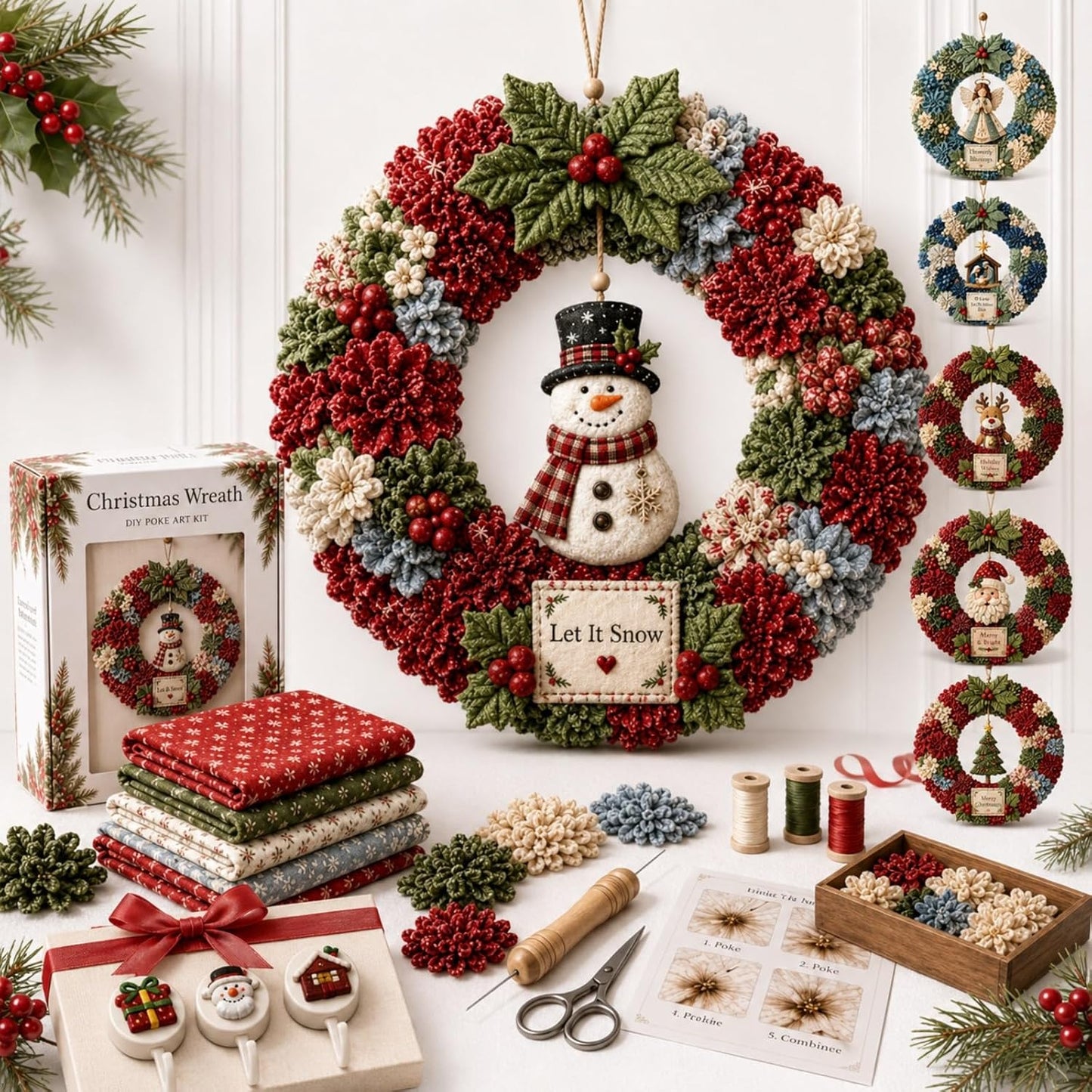 🔥Christmas Sale 49% OFF🎄3D Fabric Poke Wreath DIY Kit