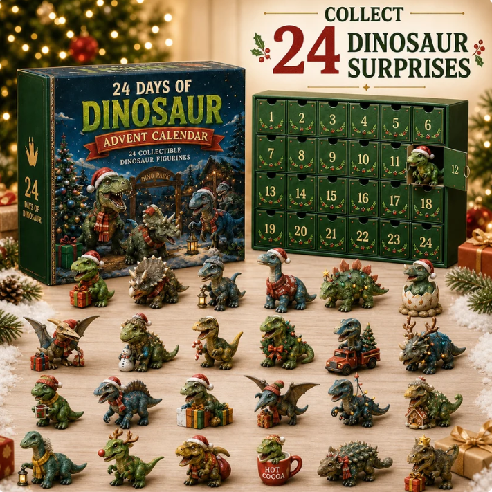 🦖24 Days of Dinosaur Christmas Advent Calendar – 24 Collectible Dino Figurines Holiday Surprises