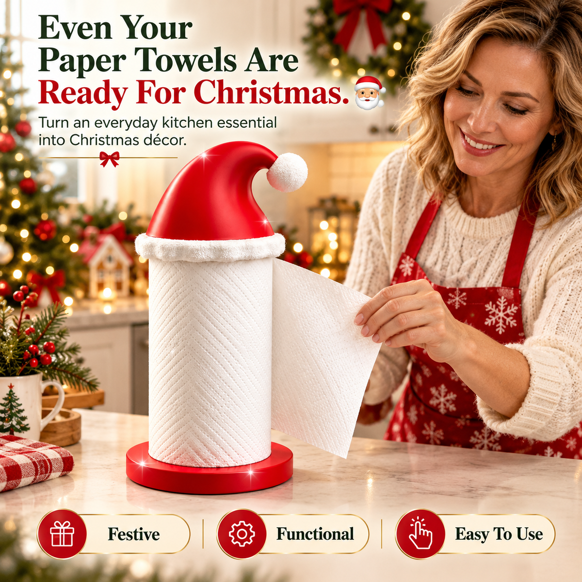 🎄Santa Hat Christmas Paper Towel Holder