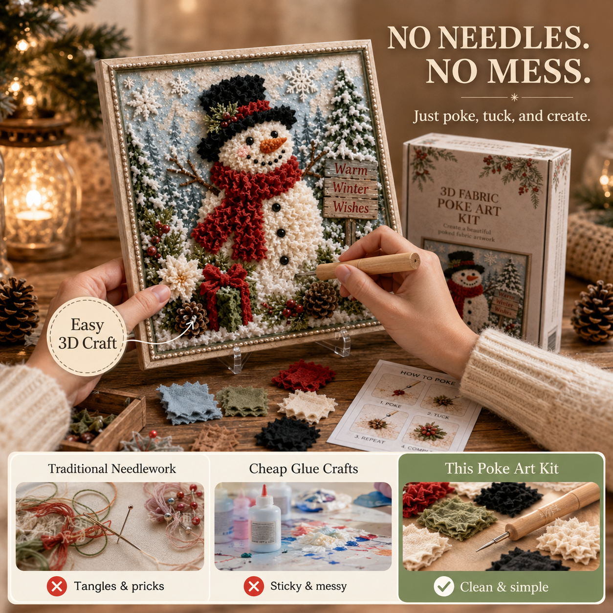 ✨ DIY 3D Christmas Fabric Poke Art | The Ultimate Holiday Gift & Décor
