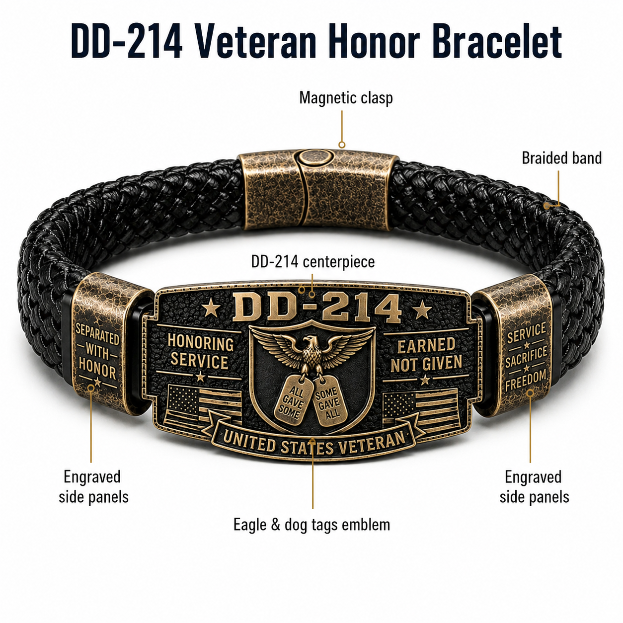 DD-214 Veteran Honor Bracelet 🎖️ Service Earned. Honor Worn.
