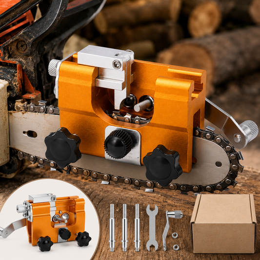 Portable Chainsaw Chain Sharpening Jig  |  Hand-Crank Guide for Fast, Consistent Chain Maintenance