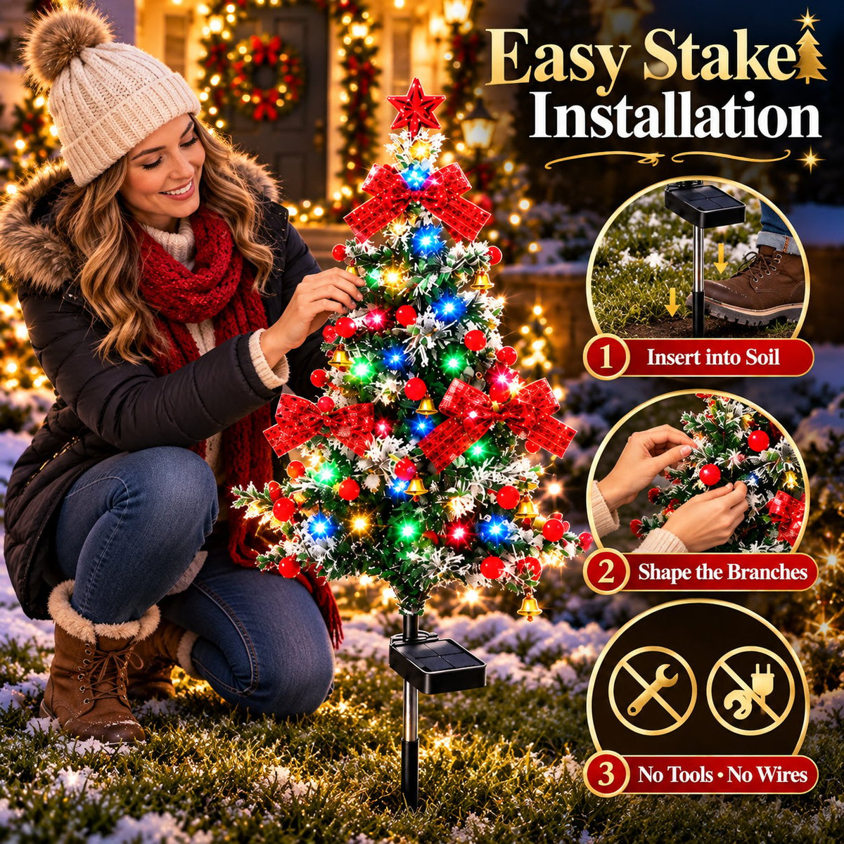 50% OFF 🔥 Solar Cedar Christmas Tree Lights | Festive Outdoor Holiday Decor