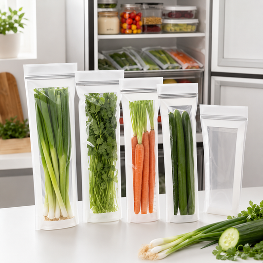 🥬 50/100PCS Reusable Fresh-Keeping Produce Bags, Double-Zip Seal Freshness Bags for Kitchen