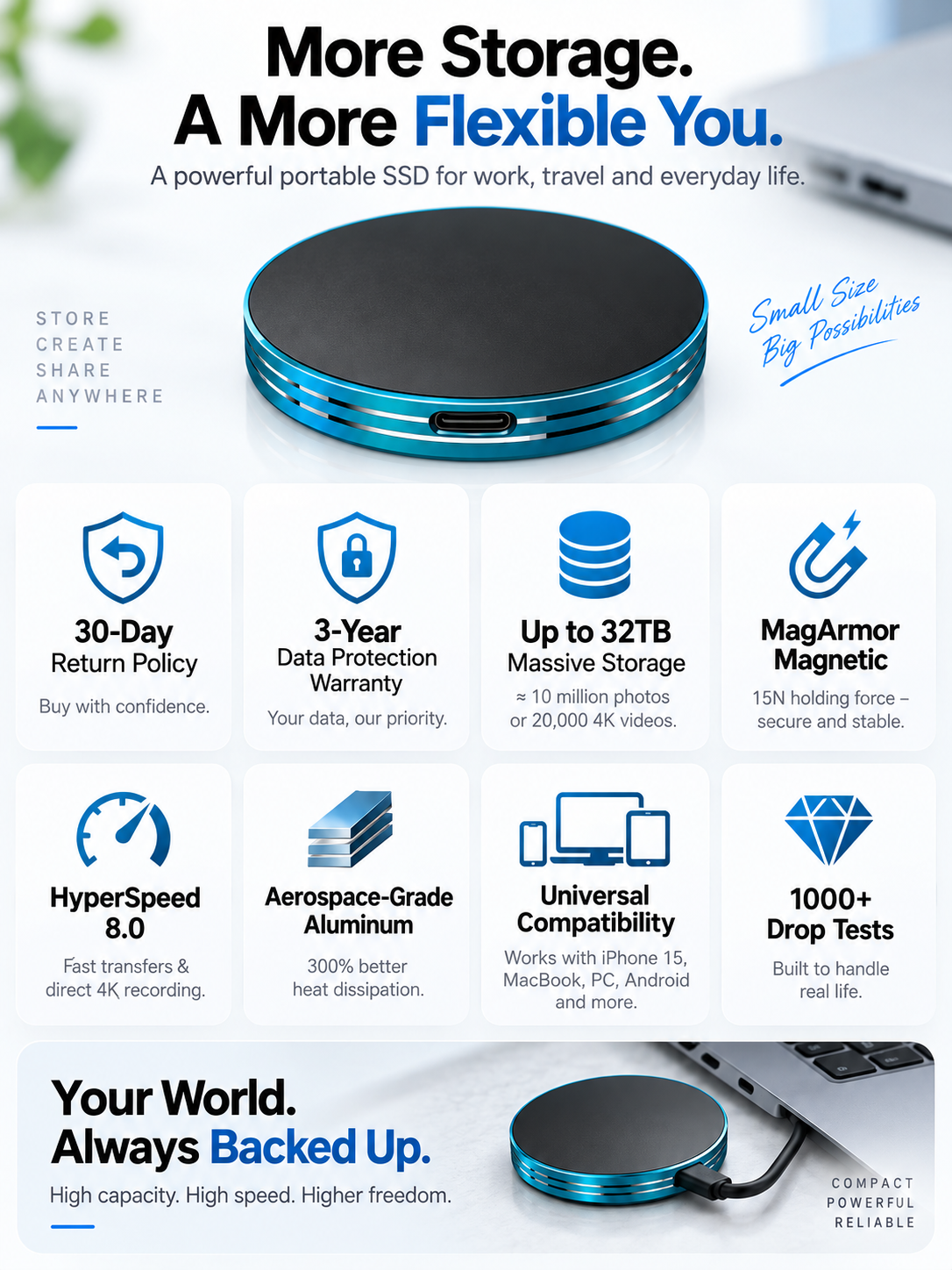 📲 C Magnetic Anti-Lost Portable SSD External Solid State Drive