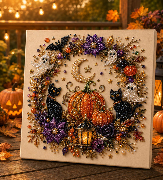🔥 Last Day 42% OFF – 👻✨ Halloween Pearl Art DIY Kit – Turn Tiny Pearls into Spooky-Cute Magic