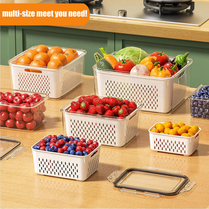 🔥LAST DAY 50% OFF🎁3/5 Pack Stackable Fridge Organizers with Removable Colander