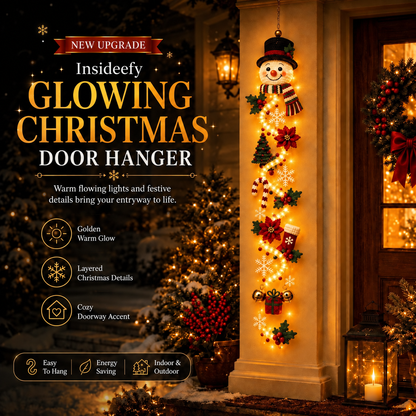 Holiday glowing Christmas door hanger introduction