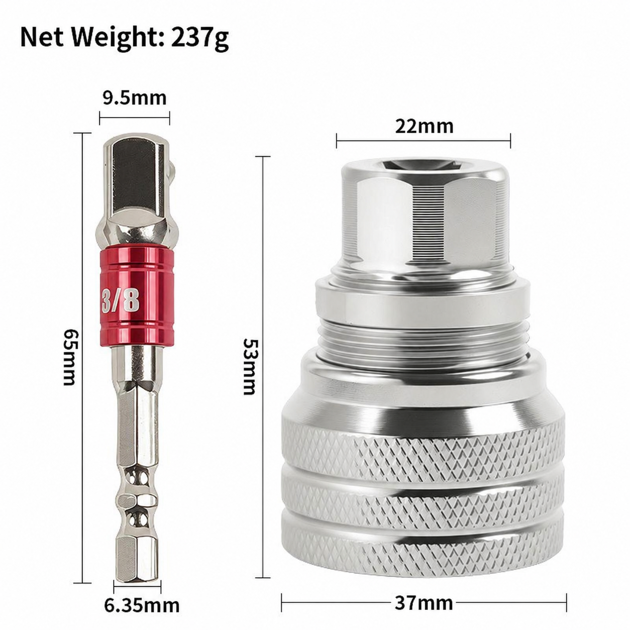 Universal Socket Wrench Tool with 3/8-inch Drill Adapter