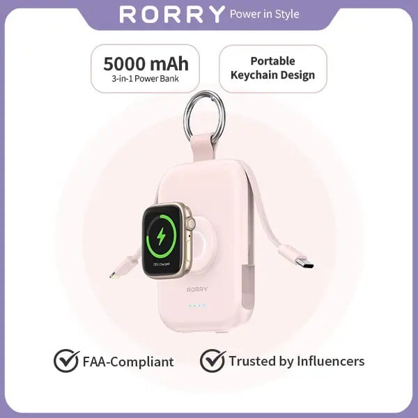 ⚡Hot Sales 49% OFF🔥5000mAh Portable Charger Power Bank with Built-in Cables Travel Keychain Battery Pack