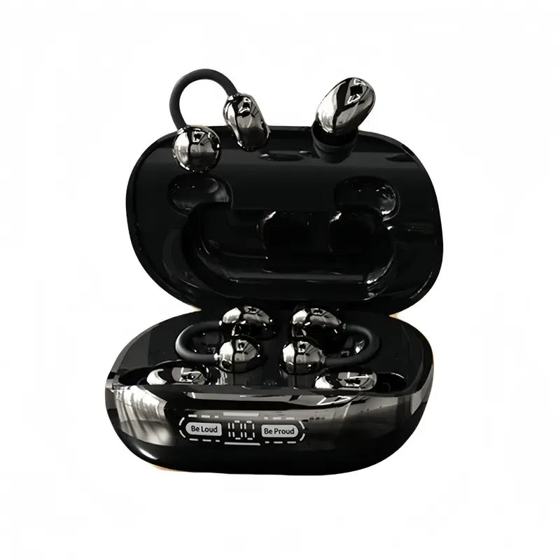 🎧 3-in-1 Wireless Earbuds with Power Bank Charging Case – Clip-On & Sleep Bluetooth Headphones with 4 Earbuds, Noise Cancellation, IPX5 Water Resistant for Sports & Sleep