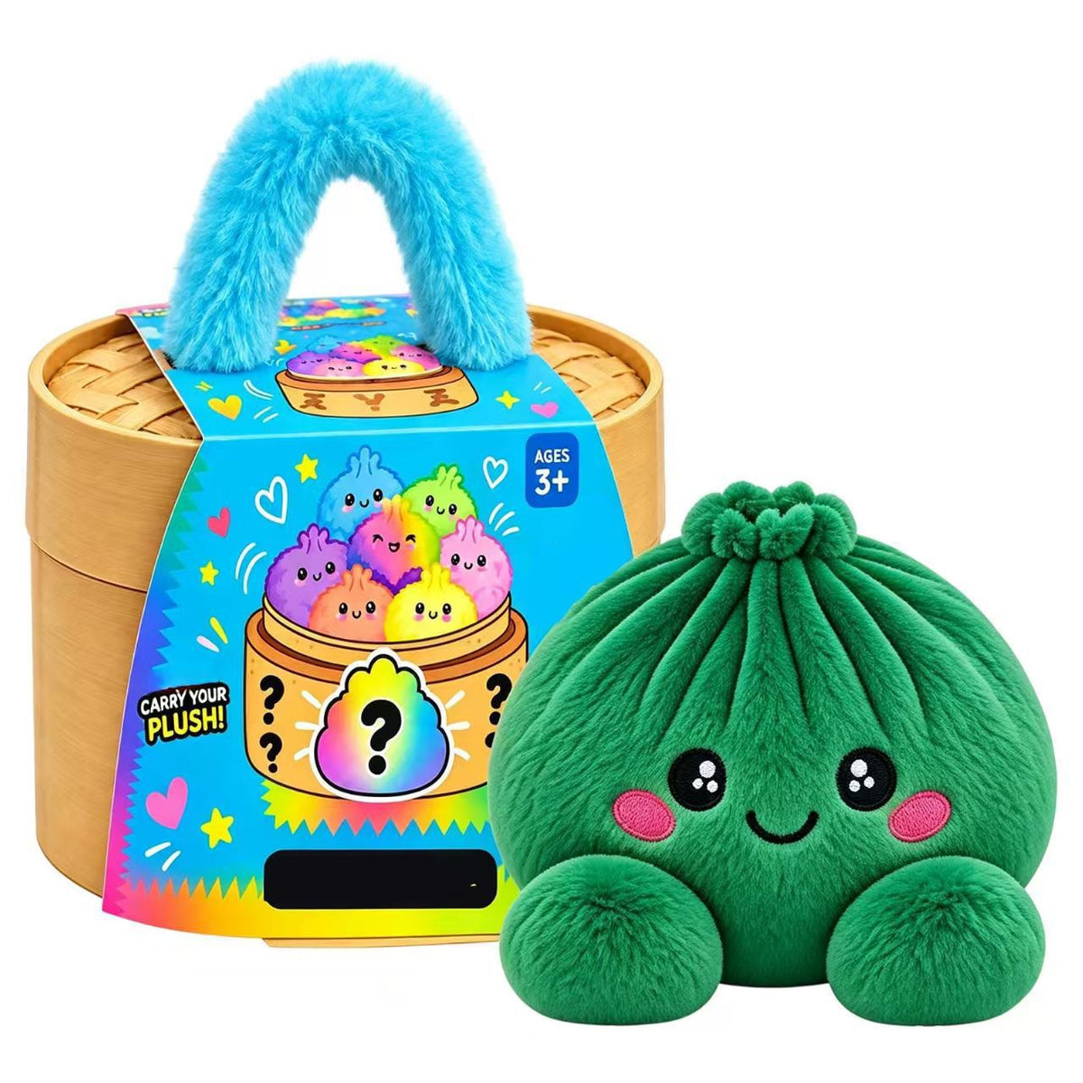 🔥Hot Sale 50% OFF🔥-🌈Cute Plush StuffedDumpling Squishies, BigRainbow Squishes withSteamer🥟🎁