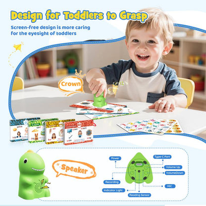 🦖 Dinosaur Talking Flash Cards – Montessori Phonics & Sight Words Educational Learning Set (148 Cards, 5 Categories)