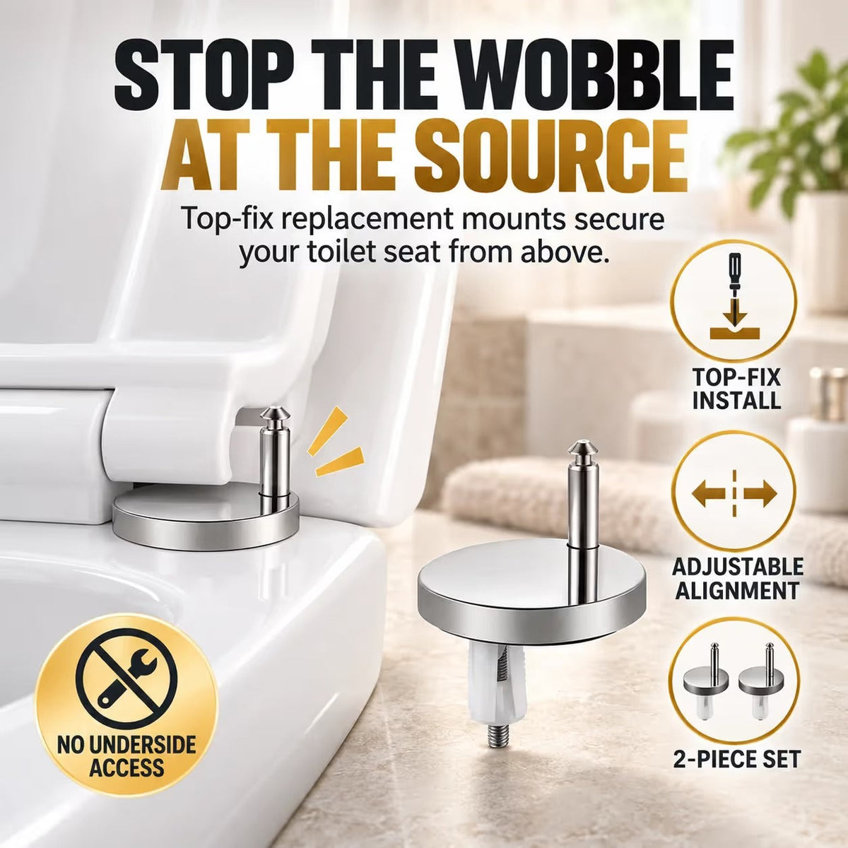 🔥Hot Sale 50% OFF🔥🔩 2-Pack Top-Fix Toilet Seat Hinge Bolts – Adjustable Anti-Wobble Replacement Kit