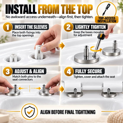 🔥Hot Sale 50% OFF🔥🔩 2-Pack Top-Fix Toilet Seat Hinge Bolts – Adjustable Anti-Wobble Replacement Kit