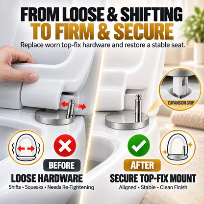 🔥Hot Sale 50% OFF🔥🔩 2-Pack Top-Fix Toilet Seat Hinge Bolts – Adjustable Anti-Wobble Replacement Kit