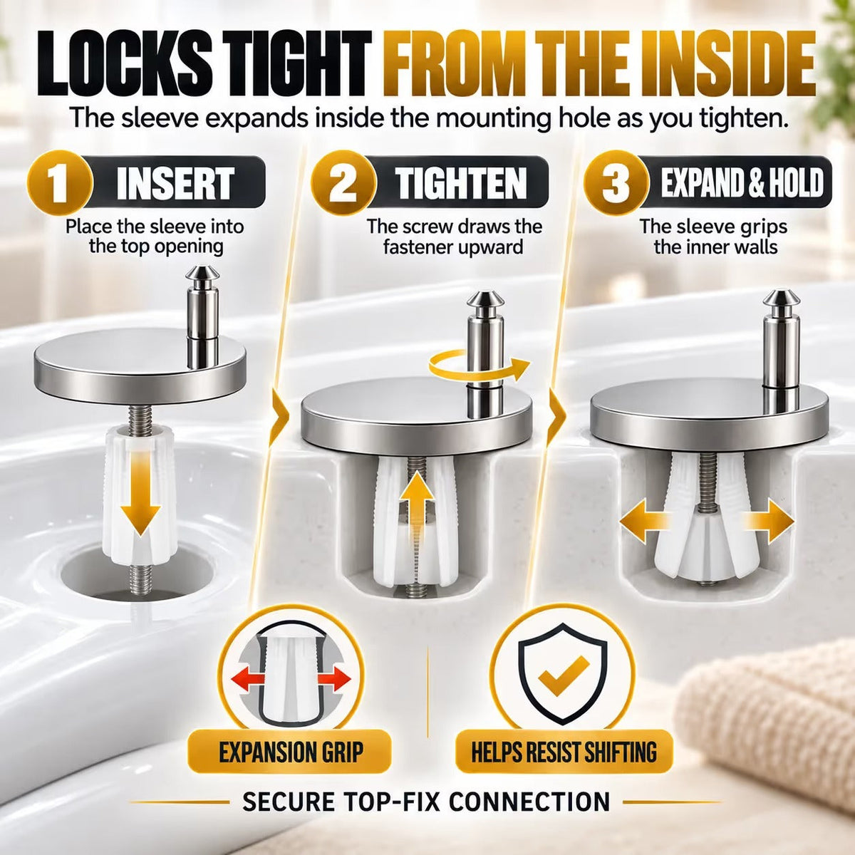🔥Hot Sale 50% OFF🔥🔩 2-Pack Top-Fix Toilet Seat Hinge Bolts – Adjustable Anti-Wobble Replacement Kit
