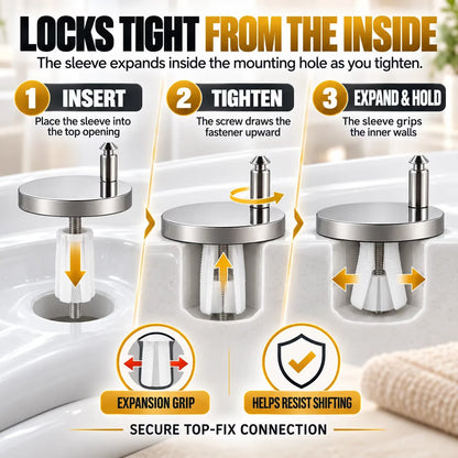 🔥Hot Sale 50% OFF🔥🔩 2-Pack Top-Fix Toilet Seat Hinge Bolts – Adjustable Anti-Wobble Replacement Kit