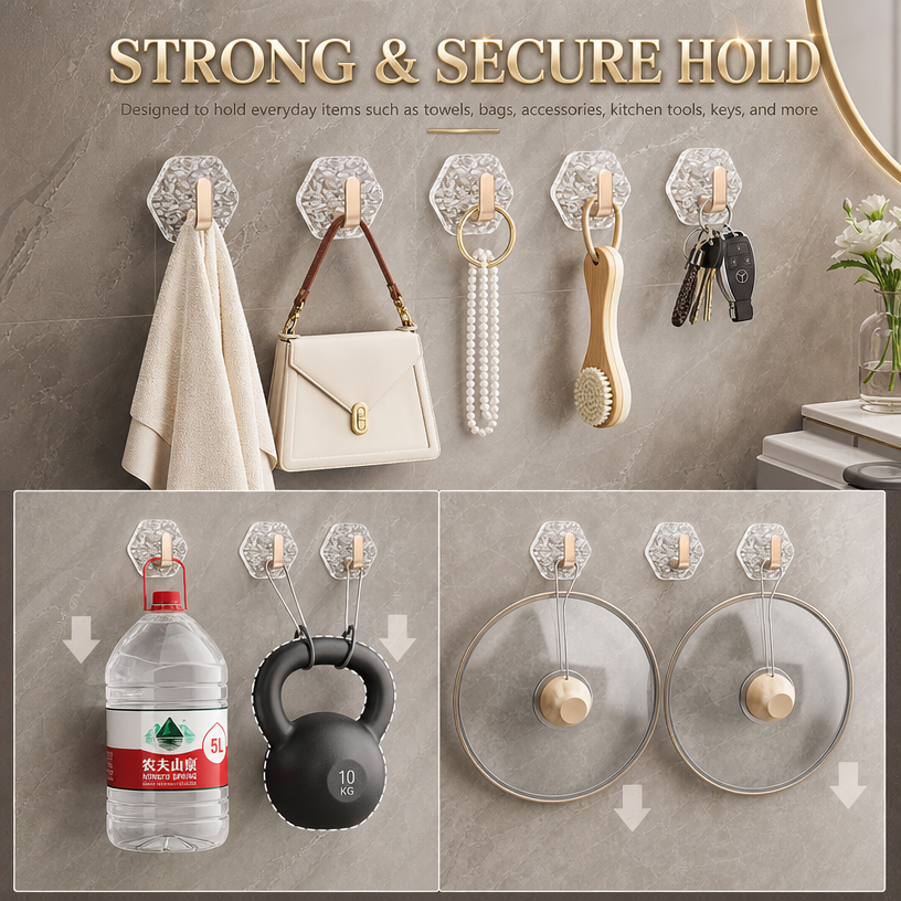 🔥Limited time 50% OFF-Crystal Clear Adhesive Wall Hooks
