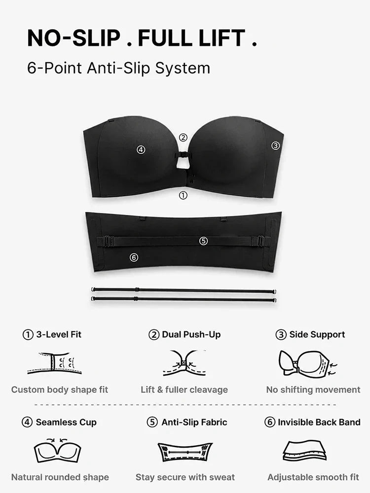 🔥Last Day Only $19.99 - Women's Strapless Front Closure Push-Up Bra