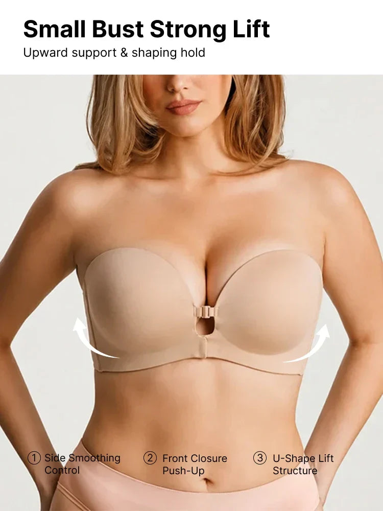 🔥Last Day Only $19.99 - Women's Strapless Front Closure Push-Up Bra
