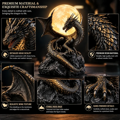 🐉 Gothic Dragon Moon Globe Statue Lamp