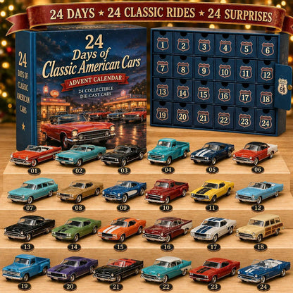 🚗 Limited-time 50% off-24 Days of Classic American Cars Advent Calendar – 24 Vintage Ride Collectibles