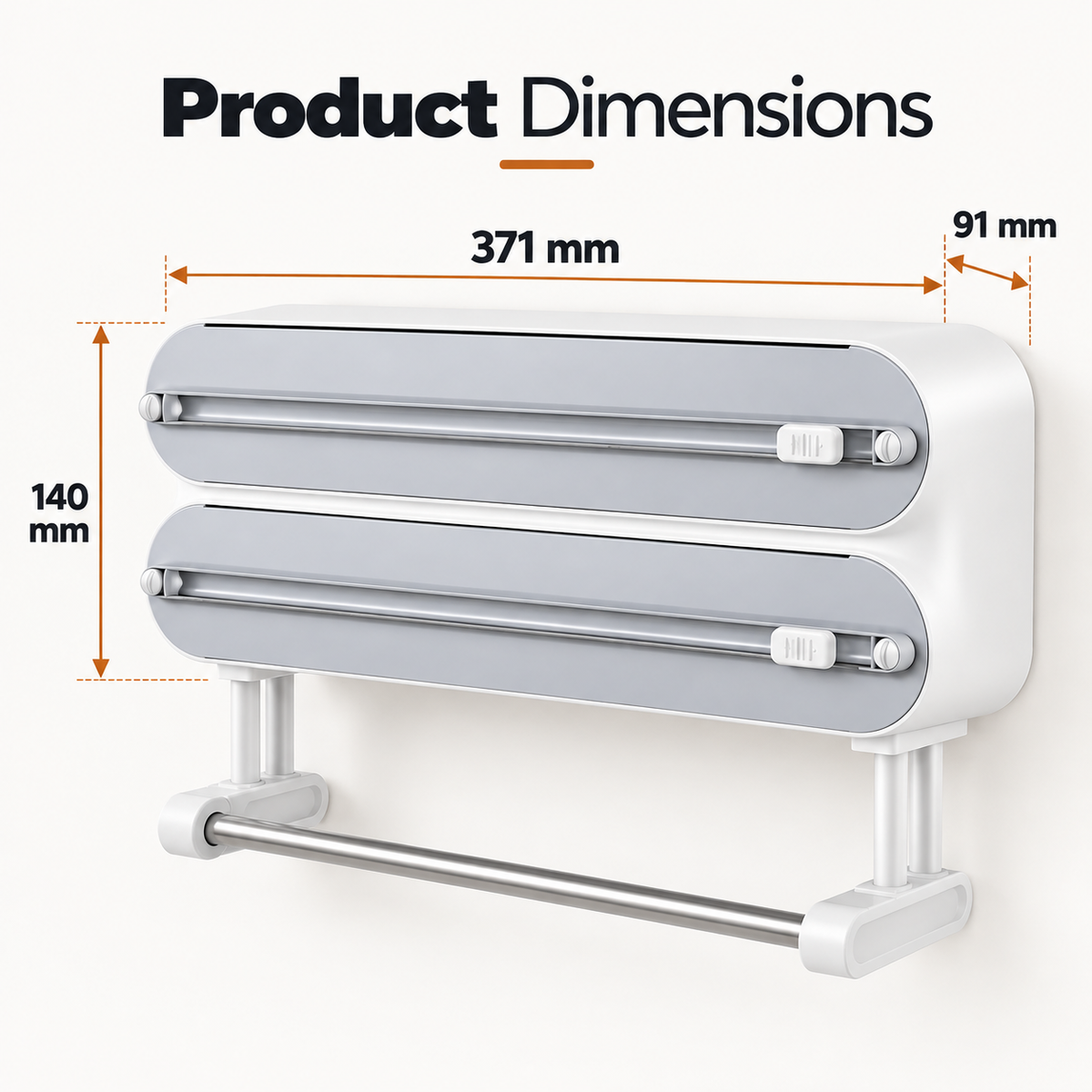 Double-Layer Kitchen Wrap Dispenser &amp; Cutter