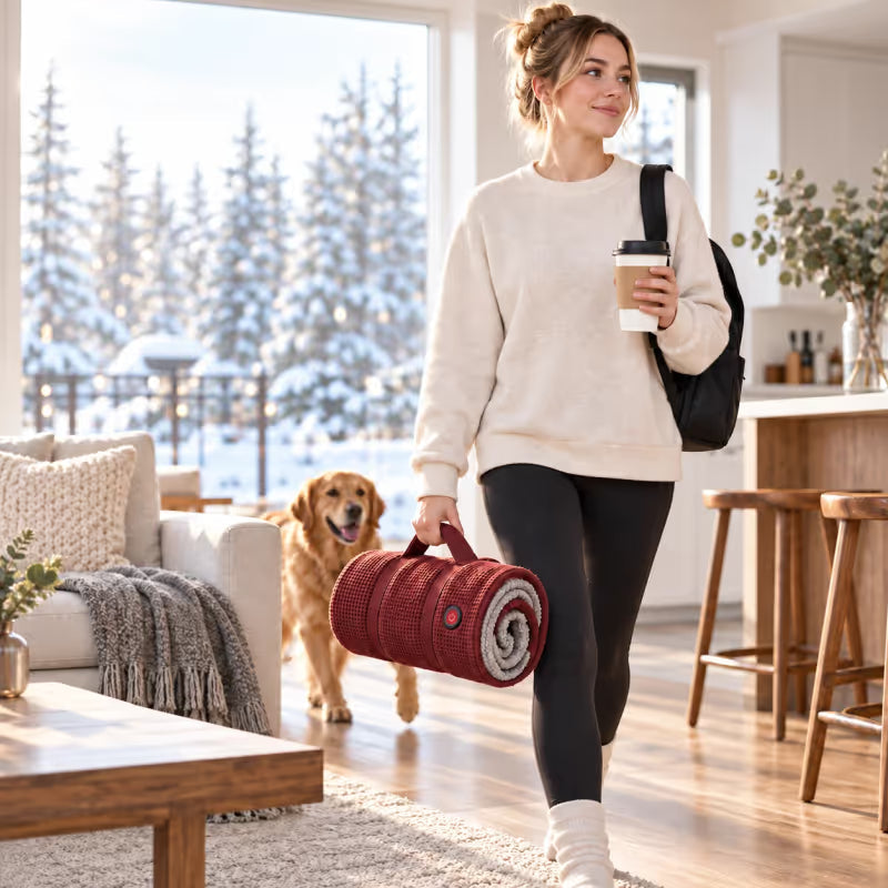 ♨️ 8-Zone Wearable Heated Blanket ❄️ – Cozy Shawl with 3 Heat Levels & USB Power