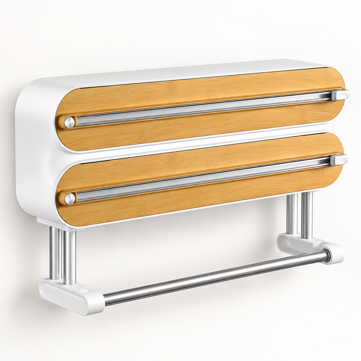Double-Layer Kitchen Wrap Dispenser &amp; Cutter