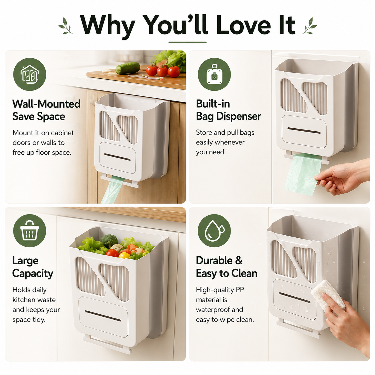 🔥LAST DAY 50% OFF🔥Wall-Mounted Trash Bin with Bag Dispenser