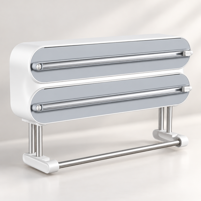Double-Layer Kitchen Wrap Dispenser &amp; Cutter