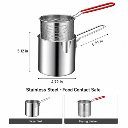 🔥Last Day 49% OFF 🔥3Pcs Stainless Steel Deep Fryer Set🍟
