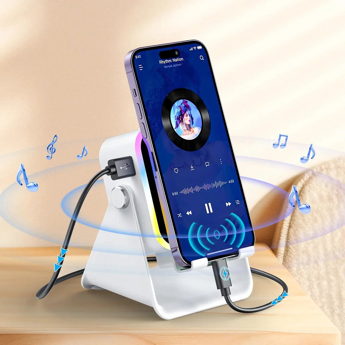 🔥 HOT SALE 🔥5-in-1 Wireless Speaker Phone Stand with Power Bank