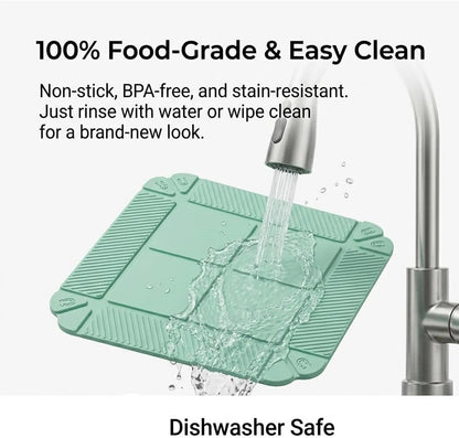 2 in 1 Foldable Magnetic Silicone Trivet & Serving Tray, Food Grade Heat Resistant Non-Slip Collapsible Mat for Kitchen, RV, Camping, Picnic