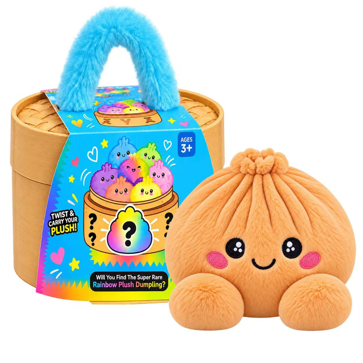 🔥Hot Sale 50% OFF🔥-🌈Cute Plush StuffedDumpling Squishies, BigRainbow Squishes withSteamer🥟🎁