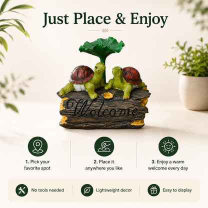 Turtle Welcome Garden Statue with Leaf Umbrella 🐢🌿