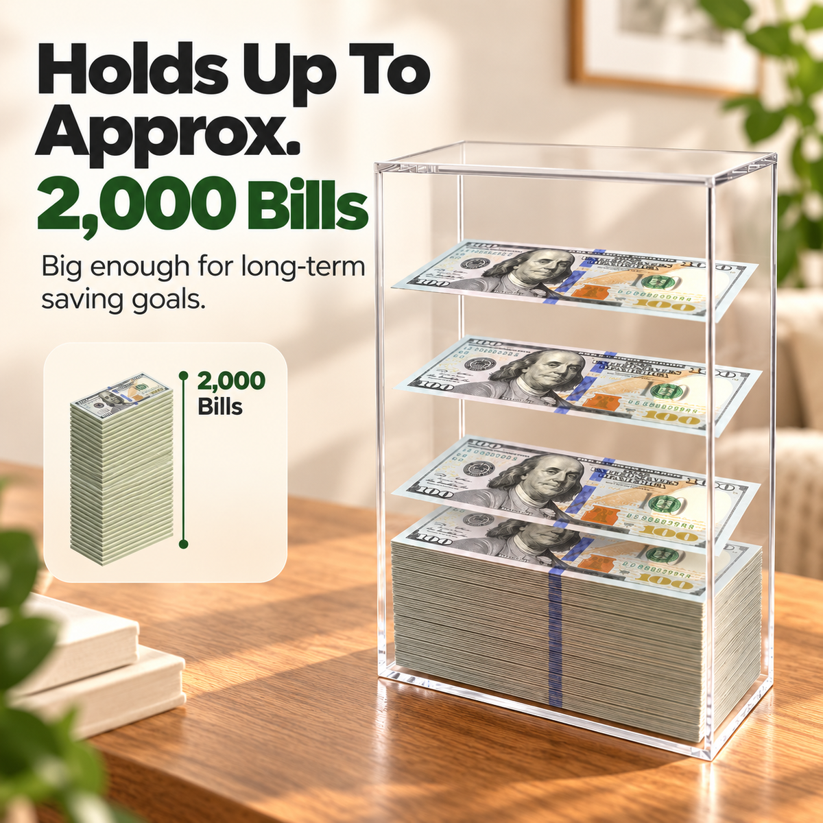 💵Floating Savings Box — Holds over 2,000 Bills