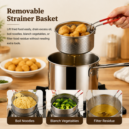 🔥Last Day 49% OFF 🔥3Pcs Stainless Steel Deep Fryer Set🍟