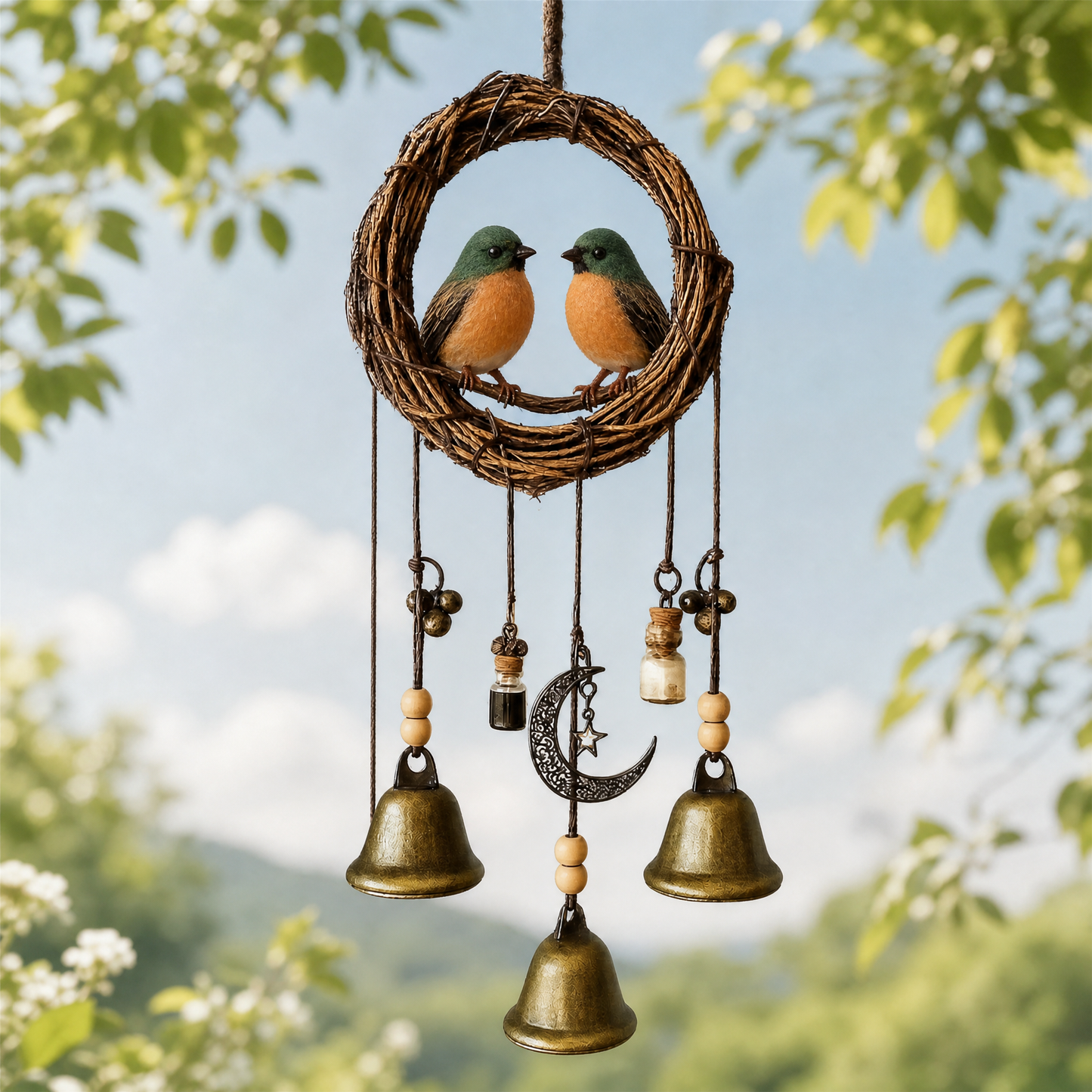 🐦Lovebirds Wind Chime - Handcrafted Rustic Home